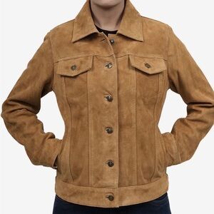 Women's Tan Suede Jean Jacket